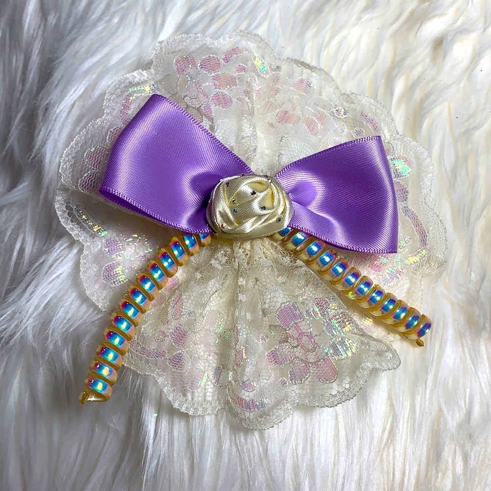 Handcrafted Iridescent Girls Hair Bow Clip